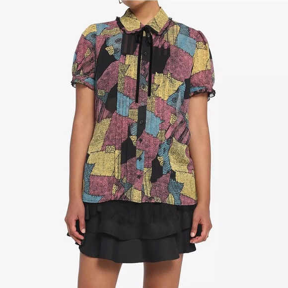 The Nightmare Before Christmas Sally Girls Woven Button-Up - Picture 3 of 6